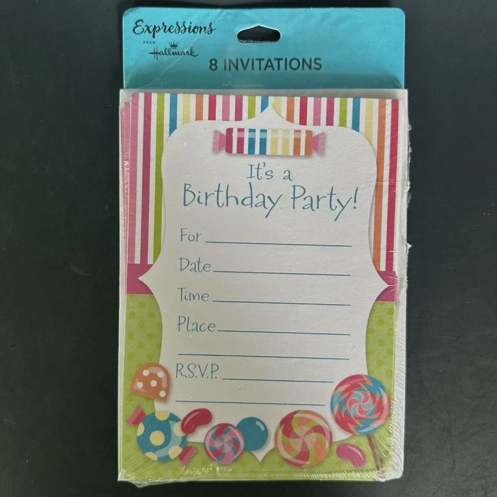 Hallmark Tender Thoughts Birthday Party Invitations Thank You Notes Lot USA